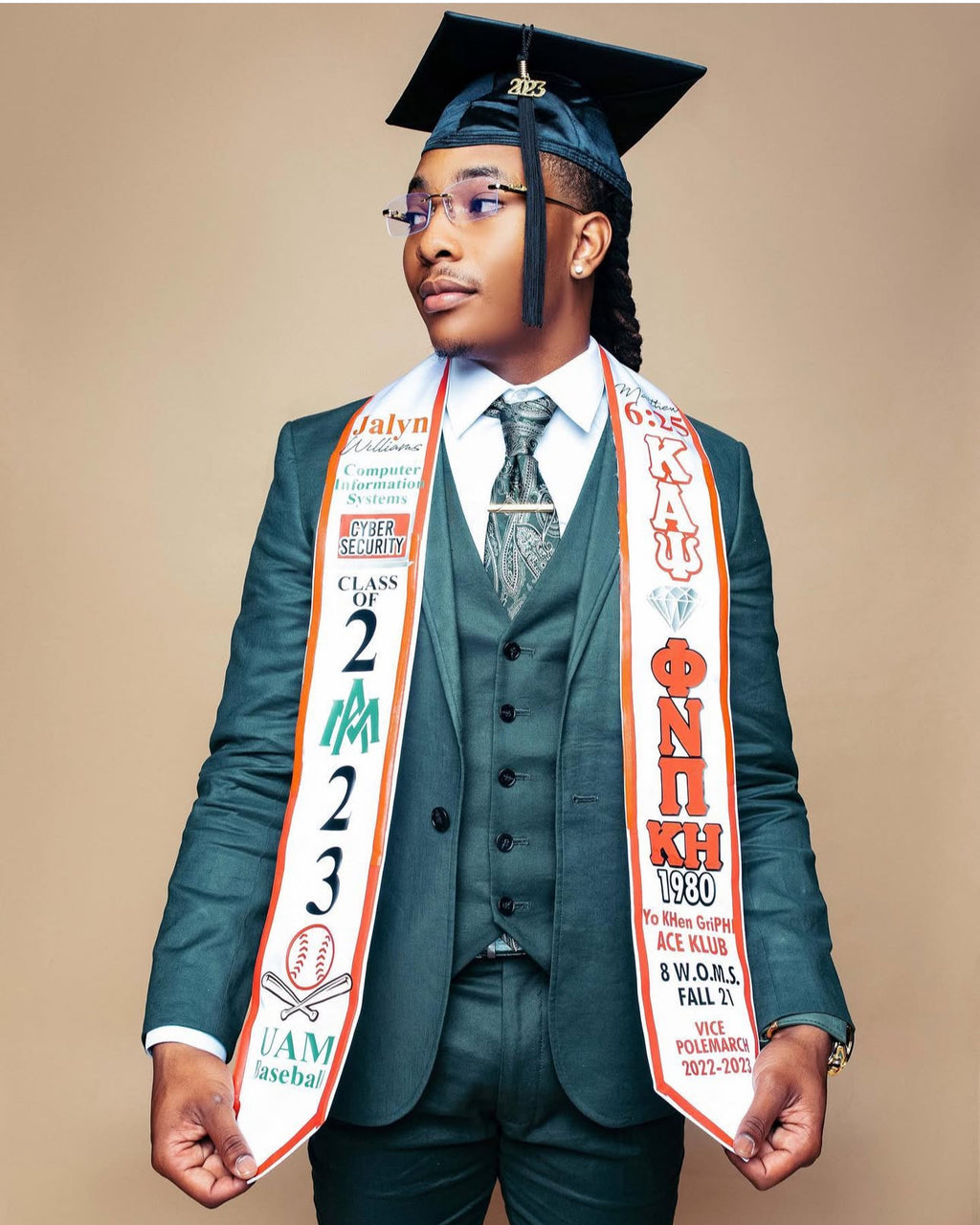 Glitter Trim Graduation Stole- CUSTOM