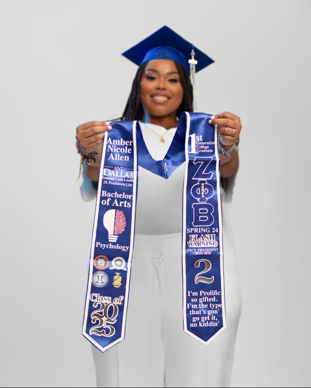 Glitter Trim Graduation Stole- CUSTOM